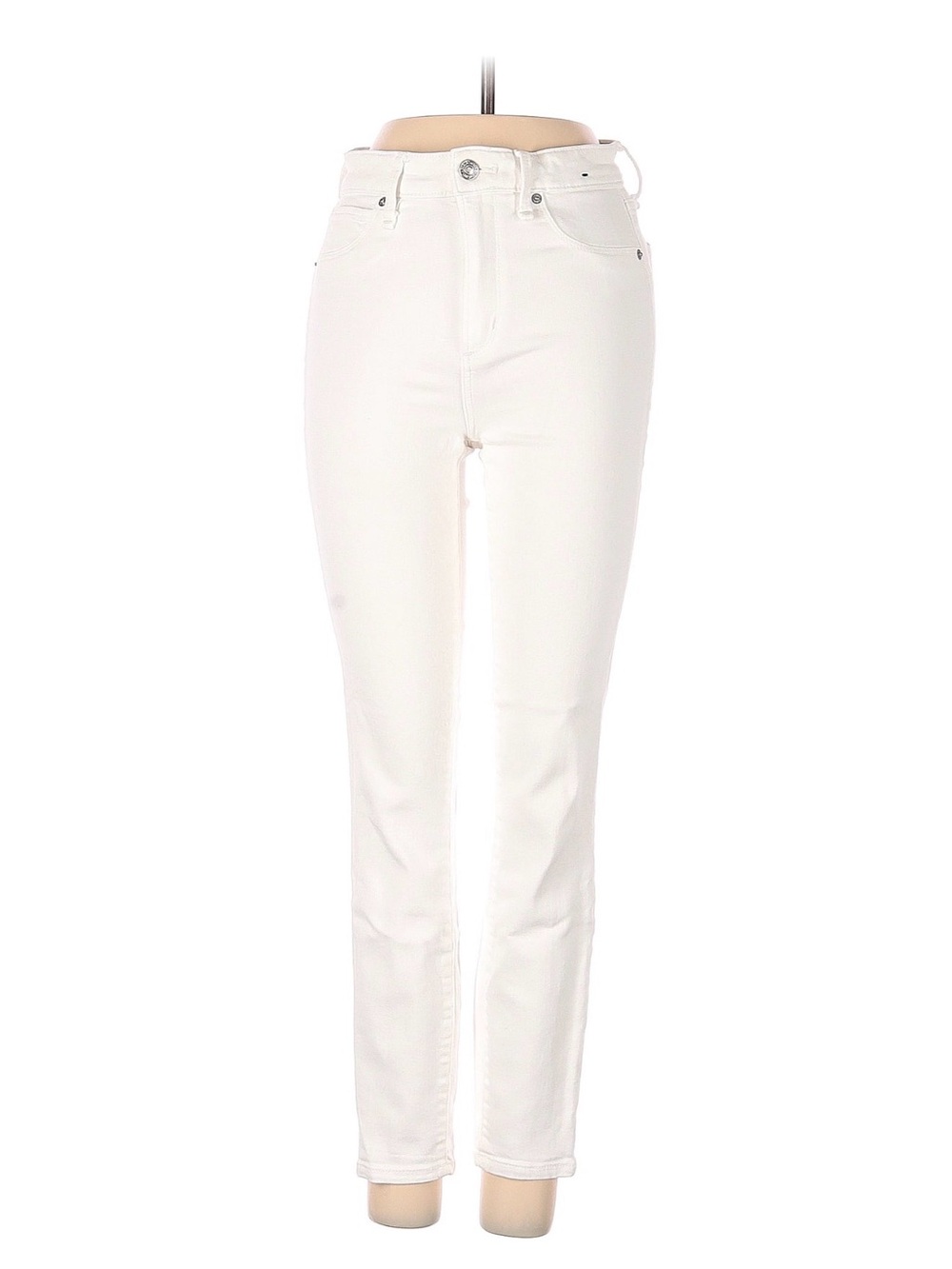 Abercrombie & Fitch White Mid-Rise Ankle Jeans 0